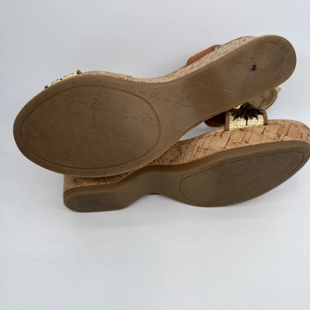 Women's LAUREN Ralph Lauren Odelia Ankle Strap Cork Wedge Sandals Shoes Size 6.5